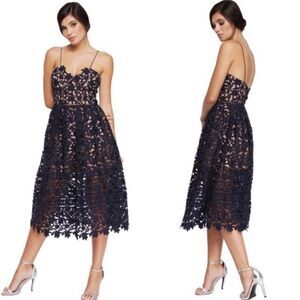 NWT New Moda Elegant Navy Lace Dress XS